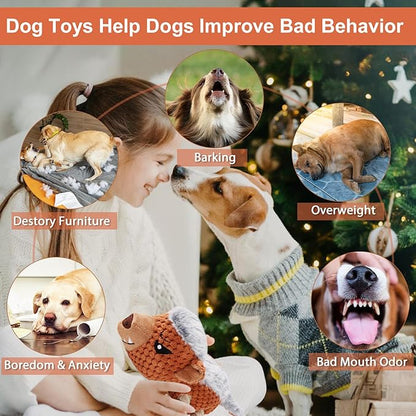 Letsmeet Dog Toys - Squeaky Interactive Plush Dog Toy with Rope, Chew Toy for Large Dogs, Small Dogs & Puppies - Tug of War Dog Toy for Aggressive Chewers, Pet Toys for Dogs