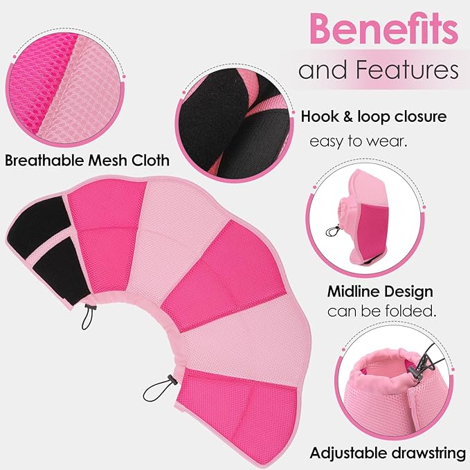 AOFITEE Large Dog Cone - Soft Dog Cone Stop Licking, Adjustable Extra Large Cones Dogs for Wound Healing, Pet Elizabethan Cones Collar After Surgery, XL Fabric Pet E-Collar, Pink X-Large