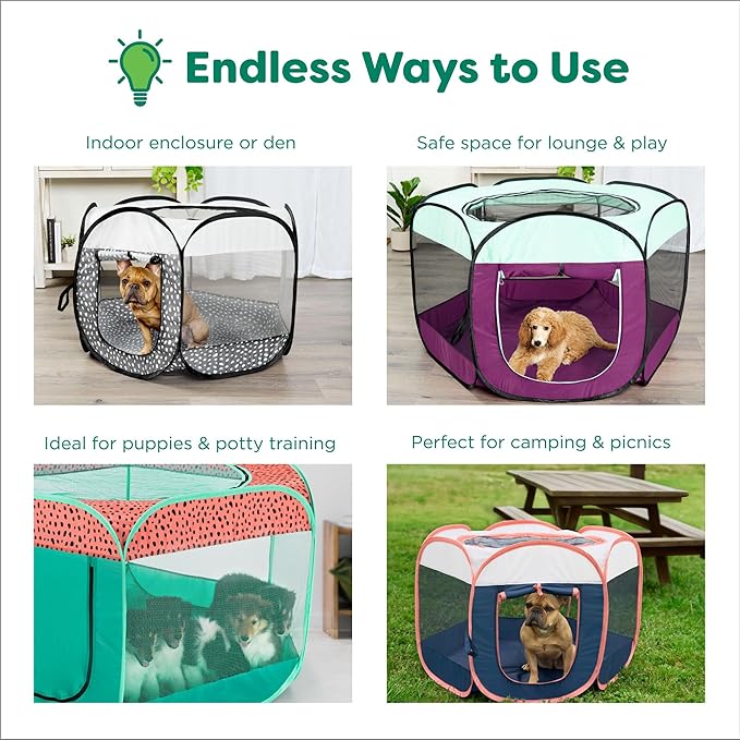 Furhaven Portable Dog Playpen Cat Tent, Pet Playground,Kennel Foldable Indoor Outdoor Zippered Puppy Crate - Gray Pebbles, Small