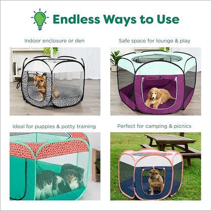 Furhaven Portable Dog Playpen Cat Tent, Pet Playground,Kennel Foldable Indoor Outdoor Zippered Puppy Crate - Navy, Small