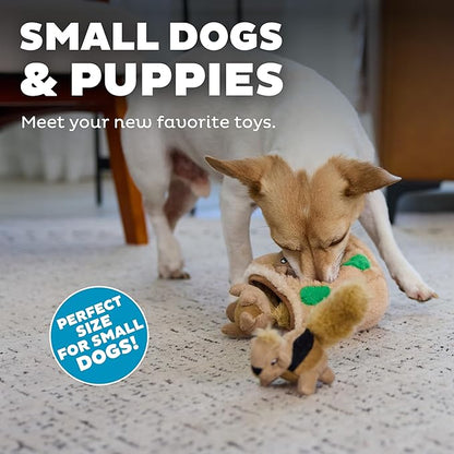 Outward Hound Squeakin’ Squirrels – 3‑Pack Plush Squeaky Dog Toys for Puppies, Small Dogs & Hide-A-Squirrel Replacements