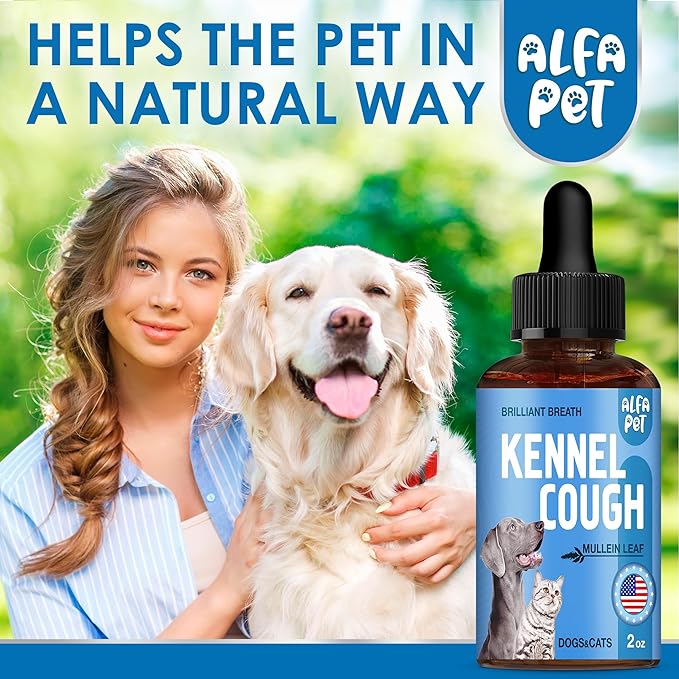 Kennel Cough Treatment for Dogs Helps with Dry, Wet, Barking Cough – Herbal Cat and Dog Cough Treatment Soothes and Calms Irritated Throat, Supports Breathing, Clears Airways – 2-oz Bottle