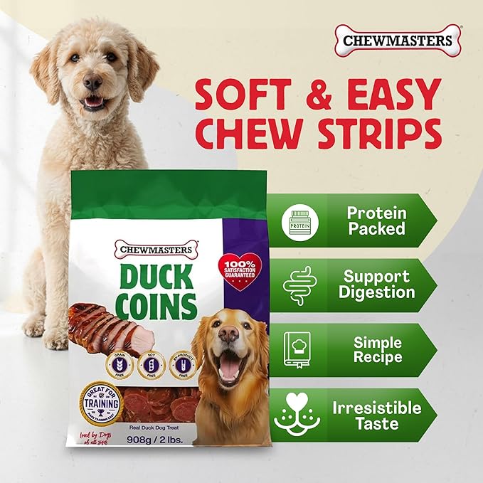 Chewmasters Duck Coins Training Treats for Dogs (32 oz) – Dog Training Treats – Healthy Rewards – Real Duck Meat Bites for All Breeds