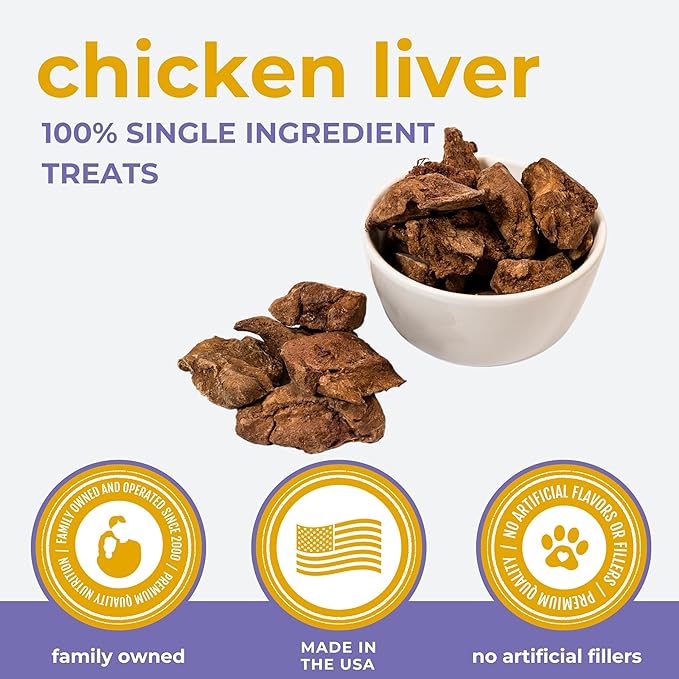Momentum Carnivore Nutrition Freeze-Dried Chicken Liver Dog Treats & Cat Treats – Single-Ingredient, High-Protein, Grain-Free, Naturally Flavorful – Made in USA – 3.5 oz Bag
