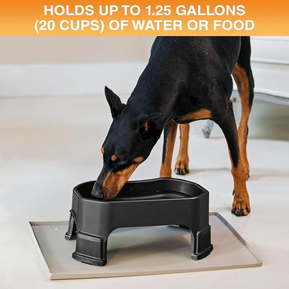 Neater Pet Brands Extra Large Water Bowl for Dogs, Elevated Outdoor Dog Water Bowl (1.25 Gallon XL Capacity), Big Trough Style Food Dish for Indoors or Outside, No Spill Large Dog Bowls, Black