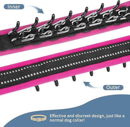 Mayerzon Martingale No Pull Collar for Medium Large Dogs, Patented Anti Pull Dog Collar with Buckle for Walking Training, with Neoprene Padding and Reflective Stitching, Adjustable(Hot Pink Trim, M)