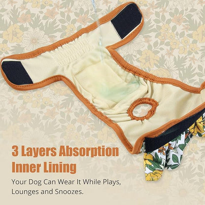 Langsprit Washable Female Dog Diapers (3 Pack) - Reusable Dog Diapers for Female Dogs - Highly Absorbent Dog Dresses for Dogs in Period,Heat or Excitable Urination(Small)