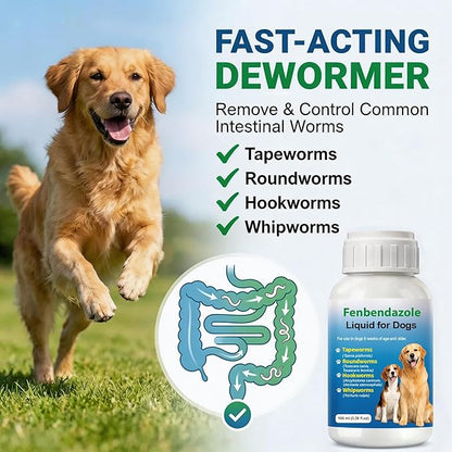 Dewormer for Dogs Fenbendazole for All Wormers, Roundworms , Hookworms , Whipworms and Tapeworms Broad Spectrum