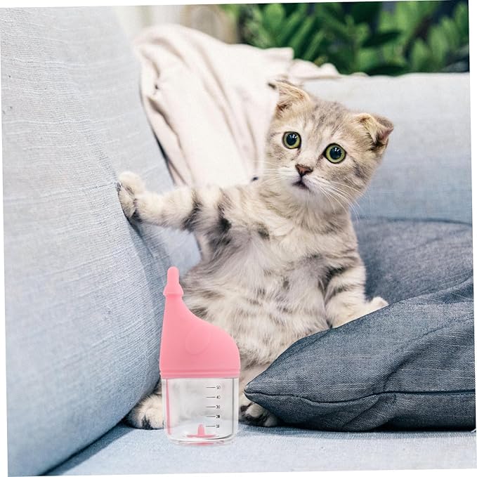 Abaodam 50ml Kitten Feeding Bottle Soft Nozzle PET Nursing Bottle for Newborn Kittens and Puppies for Small Animal Milk and Water Feeding Easy to Use