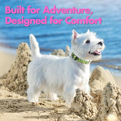 Dog Collar for Large Dogs with Reflective Logo and Soft Padded Neoprene,Summer Tropical Leaf Design,Adjustable,Lightweight & Durable, Neck Size 16’’-25’’ (Leaf, L)