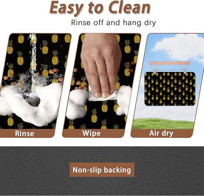 Dog Food Mat for Floors,Pineapple Tropical Absorbent Quick-Dry Pet Feeding Mat,Cat Dog Bowl Mats for Food and Water,Non-Slip Pet Accessories Supplies 16"x24"