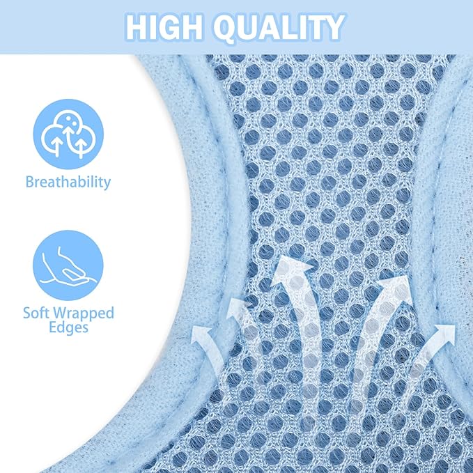 SCENEREAL Puppy Dog Harness with Leash Set for Small Medium Sized Dogs, Soft Mesh Pet Harnesses and Leash, No Chock Plaid Adjustable No Pull Vest for Dogs Cats, Chihuahua,Bulldog (Blue M)