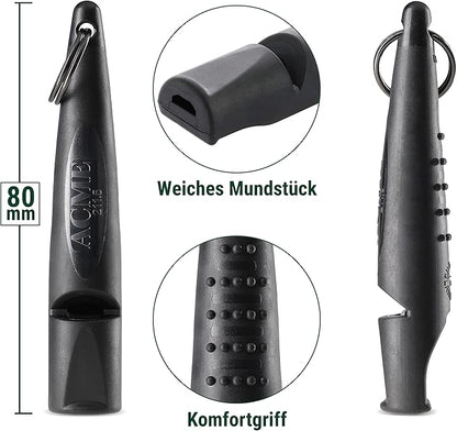 ACME Alpha 211.5 Professional Dog Training Whistle with Enhanced Ergonomic Grip. BPA-Free Plastic. 110 dBA. Long Range. Standardized Frequency. Weatherproof. Made in the UK (Black)