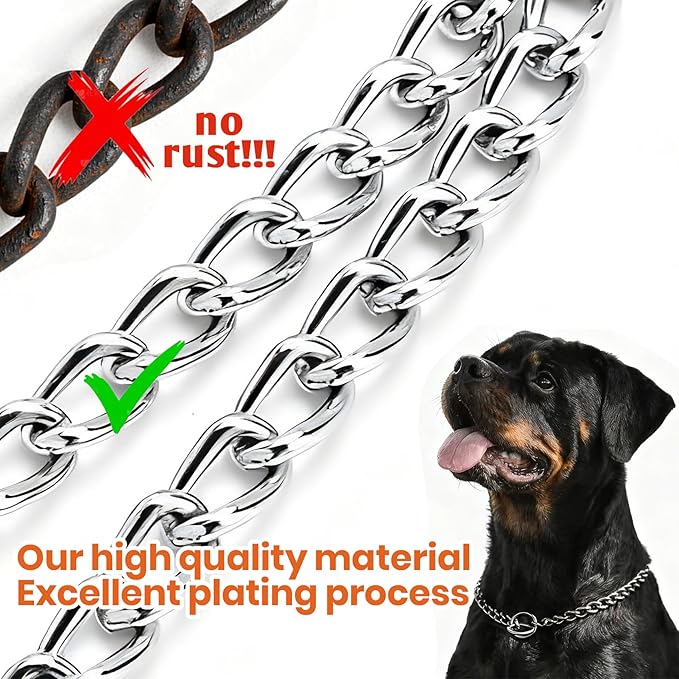 Small Dog Collar, Puppy Training Slip Chain Collar with Quick & Easy Adjustment, Durable Metal for XXS XS Breeds, Silver XXS