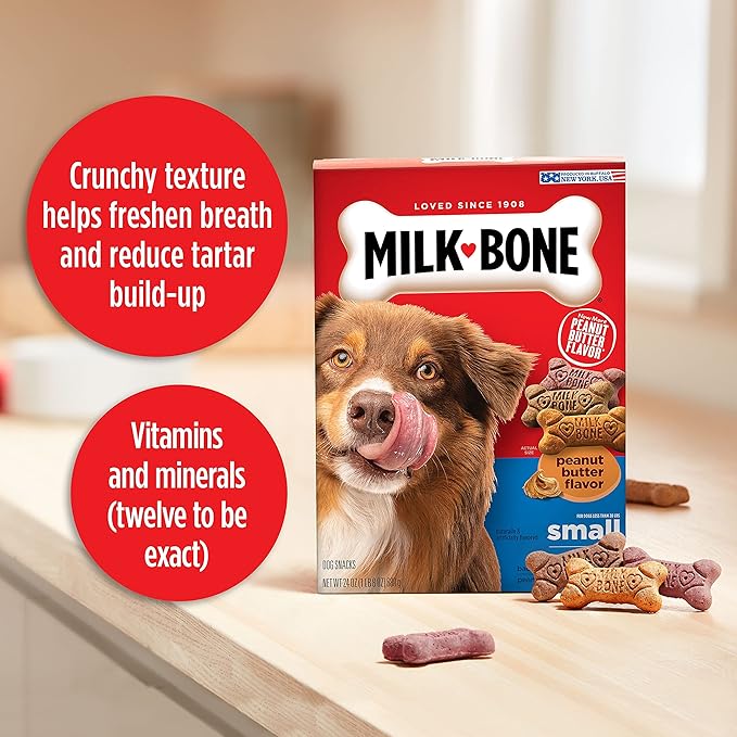 Milk-Bone Peanut Butter Flavor Naturally & Artificially Flavored Dog Biscuits - Crunchy Dog Treats - 7 Pounds (Packaging Design May Vary),(Pack of 2)