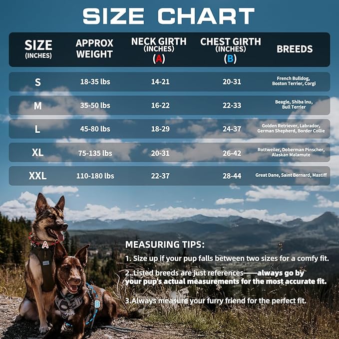 Auroth Tactical Dog Harness for Large Dogs No Pull Adjustable Pet Harness Reflective K9 Working Training Easy Control Pet Vest Military Service Dog Harnesses Black XL