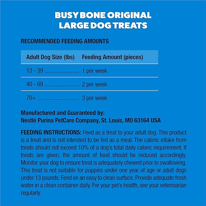 Purina Busy Bone Adult Dog Chew Bone Treats, Original - 10 ct. Pouch