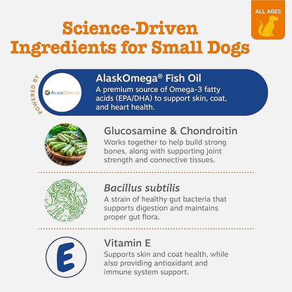 Zesty Paws Dog Multivitamin, Chewable Dog Vitamins and Supplements for Hip & Joints, Skin & Coat, Omega 3 Fish Oil for Dogs- Senior & Puppy Multivitamin - Chicken Mini Bites- 90ct
