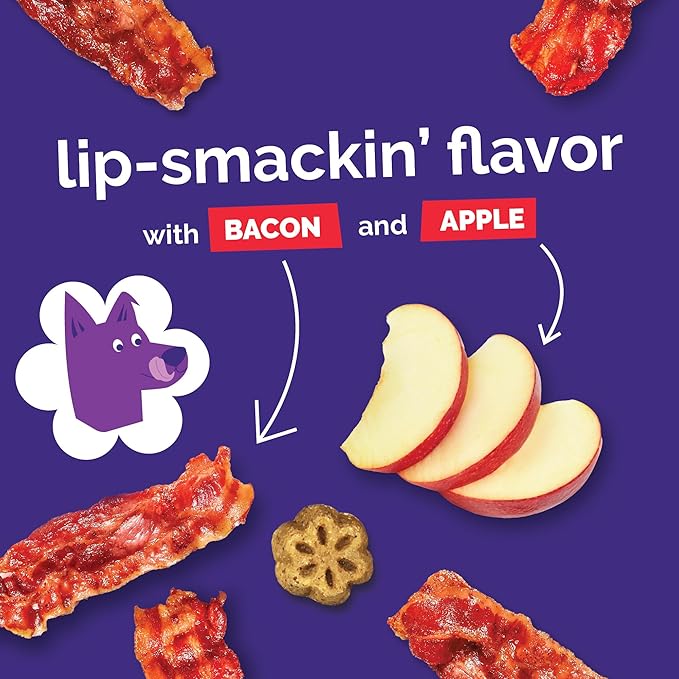 Fruitables Skinny Mini Dog Treats, Healthy Sweet Potato Treat for Dogs, Low Calorie & Delicious, Puppy Training, No Wheat, Corn or Soy, Made in the USA, Bacon and Apple Flavor, 12oz