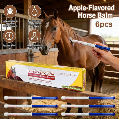 Horse Paste Apple Flavored Oral Paste Gel for Equine Use, Horse Paste Dewormer 6-Pack