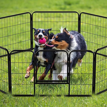 NEWBULIG Dog Playpen 8 Panels 32" Height Foldable Heavy Duty Metal Dog Exercise Playpen Puppy Fence for Indoor Outdoor Yard