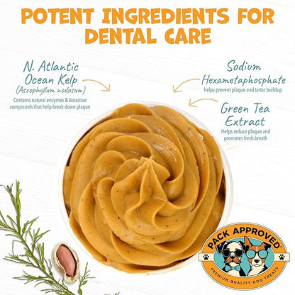Pack Approved Dog Peanut Butter - with Ocean Kelp to Support Oral Care & Act as Dog Plaque and Tartar Remover - Lick Mat Treats for Bad Breath - Dental (8.46oz)