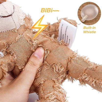 MAXBECK Dog Companion for Heavy Chewers- Indestructible Robust Bear Dog Toy, Resistant Squeaky Dog Toys for Heavy Chewers, Unbreakable Stuffed Plush Dog Toys for Aggressive Chewers (B-Oak)