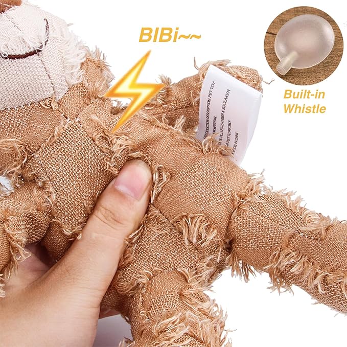 MAXBECK Dog Companion for Heavy Chewers- Indestructible Robust Bear Dog Toy, Resistant Squeaky Dog Toys for Heavy Chewers, Unbreakable Stuffed Plush Dog Toys for Aggressive Chewers (F-Oak+Purple)
