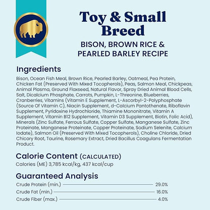 Solid Gold Toy & Small Breed Dog Food Dry Small Bites – Bison & Healthy Whole Grain Dogfood – High Fiber Healthy Dog Kibble w/Probiotics for Gut Health – NutrientBoost™ – 11 lb