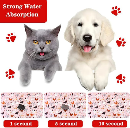 Dog Food Mats for Floors Waterproof Mat for Cat Food and Water Bowls - Absorbent Quick Dry Non Slip Mat for Pet Feeding
