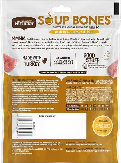 Nutrish Rachael Ray Dog Chews Soup Bones with Real Turkey & Rice, 24 Dog Treats