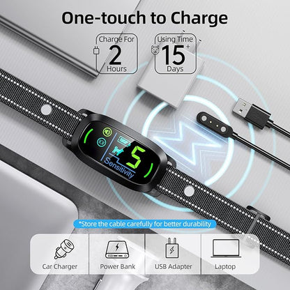 Dog Bark Collar, FAFAFROG Rechargeable Smart Collar, Anti Barking Training Collar with 5 Adjustable Sensitivity Beep Vibration Shock, Bark Collar for Large Medium Small Dogs (Black)