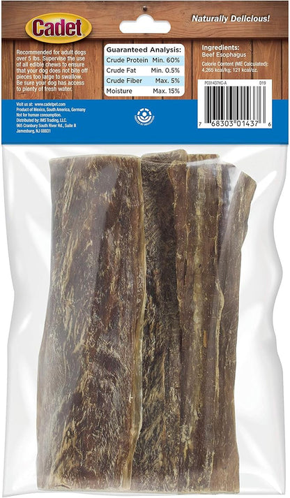 Cadet 100% Beef Strip Long Lasting Chews for Dogs, Single Ingredient Beef Esophagus Dog Treats, Natural High Protein Rawhide Alternative for Small & Large Dogs, 1.4 Ounce