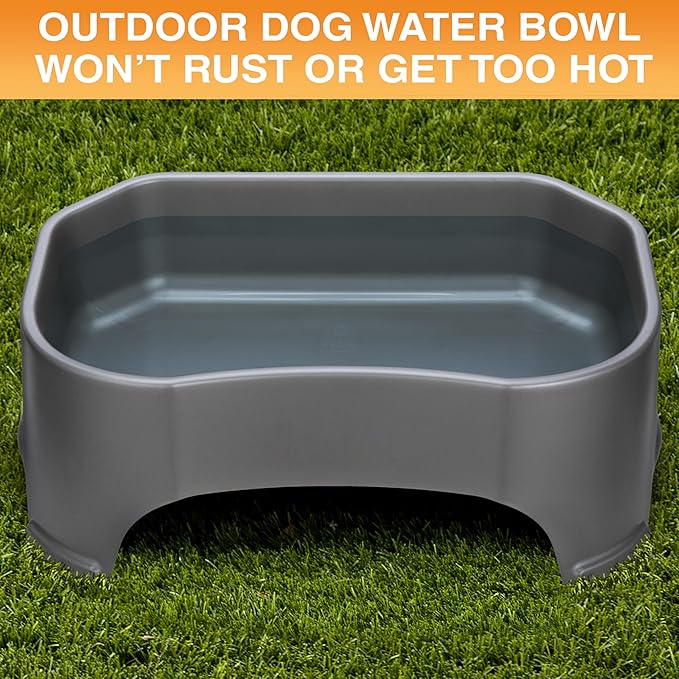 Neater Pet Brands Extra Large Water Bowl for Dogs, Outdoor Dog Water Bowl (2.25 Gallon XL Capacity), Big Trough Style Food Dish for Indoors or Outside, No Spill Large Dog Bowls, Gunmetal Grey