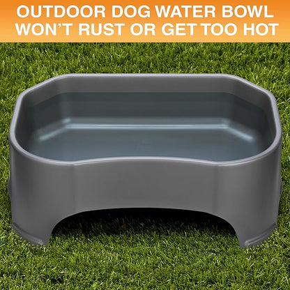 Neater Pet Brands Extra Large Water Bowl for Dogs, Outdoor Dog Water Bowl (2.25 Gallon XL Capacity), Big Trough Style Food Dish for Indoors or Outside, No Spill Large Dog Bowls, Gunmetal Grey