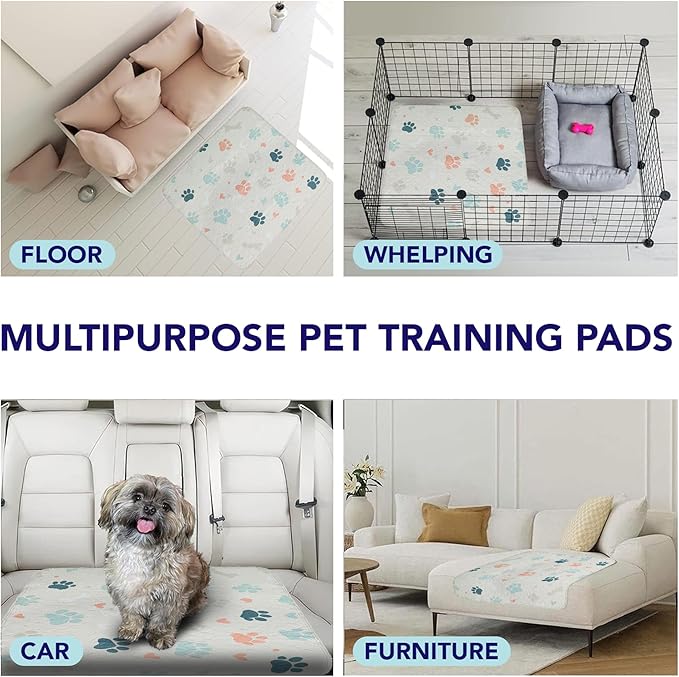 PUPIBOO Washable Pee Pads for Dogs and Cats - Super Absorbent Reusable Puppy Training Pads - 100% Waterproof, Leak-Proof & Non-Slip Whelping Pads for Pet Housebreaking