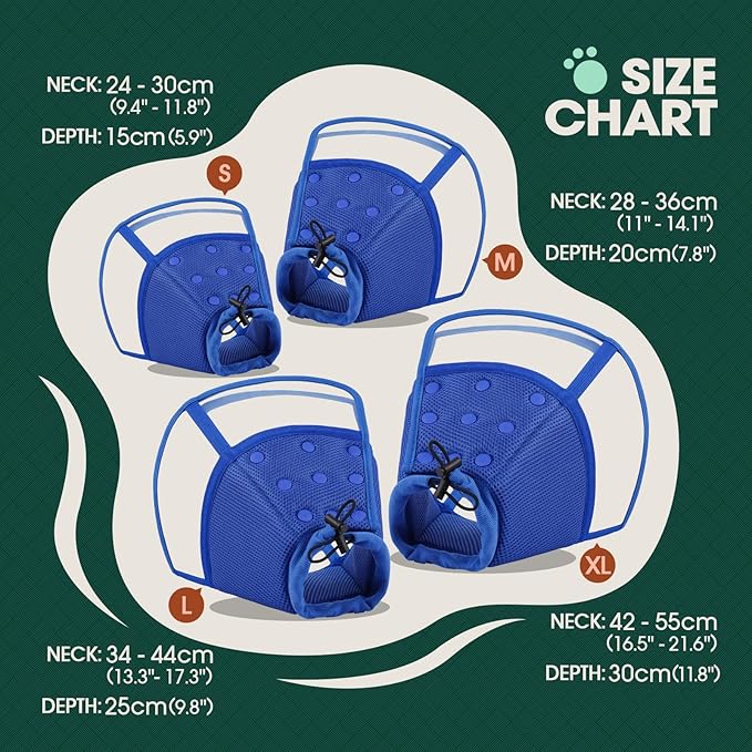 Kuoser Large Dog Cone Collar After Surgery, Soft Cone for Dogs to Stop Licking, Breathable Pet Recovery Collar Comfortable Elizabethan Collars, Adjustable Protective Dog Cones for Large Dogs, Blue L