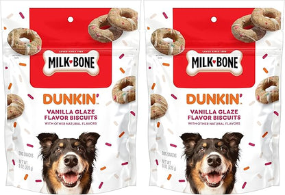 Milk-Bone Limited Edition Dunkin' Vanilla Glaze Flavor Biscuit Dog Treats, 8 Ounce (Pack of 2)