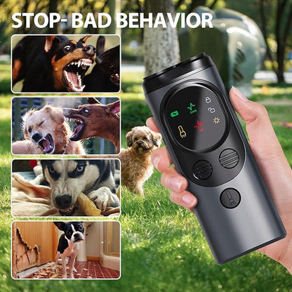 Mtmult Ultrasonic Dog Bark Deterrent - Dog Bark Deterrent Devices, Barking Deterrent Devices, Bark No More Training Aid, LED Flashlight & HD Display (Anti Barking - Grey P10)