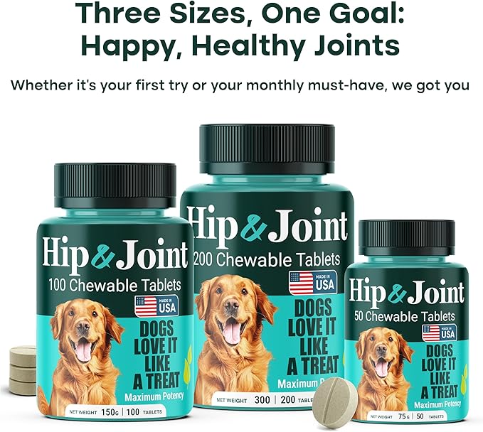 Natureflow Hip & Joint Supplement for Dogs, 300mg Green-Lipped Mussel for Dog Arthritis Pain Relief, Glucosamine, MSM & Chondroitin, Zero Sugar, Large Medium Small Breeds, 200 Chewable Tablets