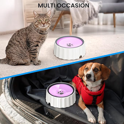 Dog Small Animals Water Bowl No Spill 70oz/2L Large Capacity Dispenser Non Slip No Splash Small Animals Bowl Pet Slow Feeder No Drip Dog Water Bowl on Vehicle for Dogs and Cats - Pink