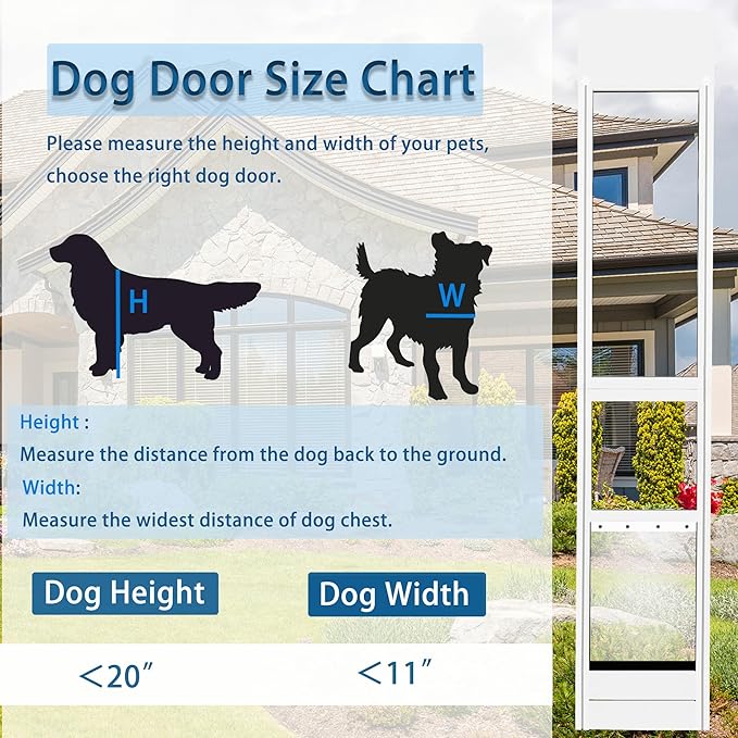 Large Dog Door for Sliding Glass Door, Bottom Height Increase Dimension is 7.87",Adjustable Height 75.79" to 81.5",No Cut Easy Installation Magnetic Closing Curtain Ideal for Renters