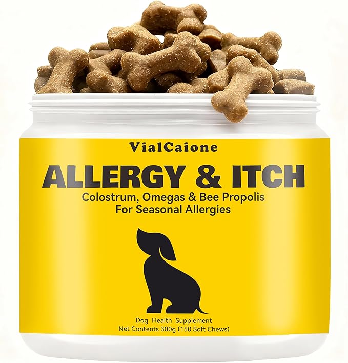 Allergy & Itch for Dogs | Daily Support for Itchy Skin, Immune Health & Seasonal Allergies from Colostrum, Bee Propolis + Probiotics | 150 Soft Chews