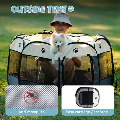 SENCONE Portable Pet Playpen, Dog Playpen Foldable Pet Exercise Pen Tents Cat House Playground for Puppy Kitten Indoor Outdoor Travel Camping Use