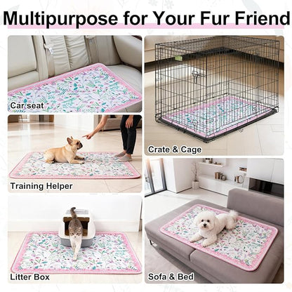 BEAUTYZOO Reusable Puppy Pads,Washable Pee Pads for Dogs,Non Slip Wee Wee Pad for Potty Training,Thick Heavy Absorbent Underpads for Playpen,Bed,Sofa,Crate,Whelping,Travel & Outdoor Spring, 24" x 36"
