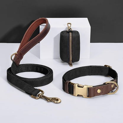 Didog Soft PU Leather Dog Collars for Small Dogs,Classic Adjustable Dog Collars with Quick Release Metal Buckle,Easy Clean and Comfortable with Nylon Lining,Black,S Neck 11-15"