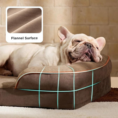Bedsure Orthopedic Dog Bed Medium Size Dogs - Washable Medium Dog Cat Bed Waterproof, Comfort Pet Couch Sofa with Washable Removable Cover, Pets Bed with Nonskid Bottom, Brown, 28"