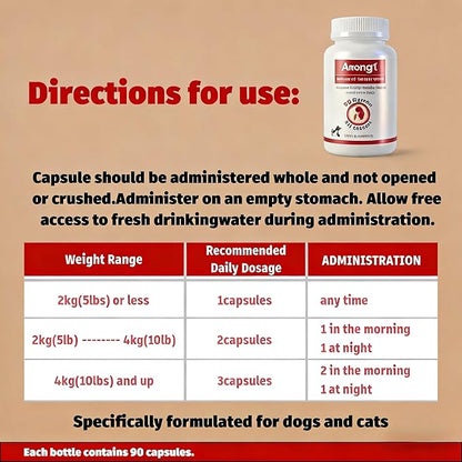 Herbal Kidney Support for Cats & Small Dogs - 500mg Urinary Tract & Renal Health Supplement Capsules, 90Capsules - Vet-Recommended Ingredients to Support Healthy Kidney Function