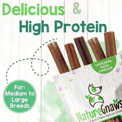 Nature Gnaws Large Bully Sticks for Dogs 11-12" (5 Count) - Thick Long Lasting for Aggressive Chewers and Large Dogs - Natural Beef Dog Chew Bones