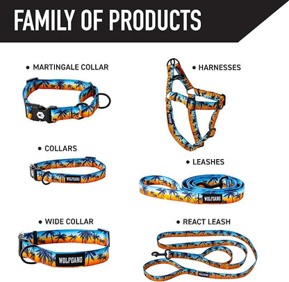 Wolfgang Heavy Duty Dog Leash, Pull-Tested to Over 800 lbs for Walking & Training, SunsetPalms Print, Large